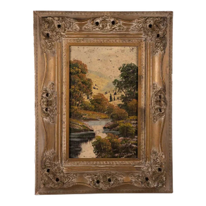Mid 20th Century Signed Fall Landscape Oil Painting in Ornate Gilt Frame