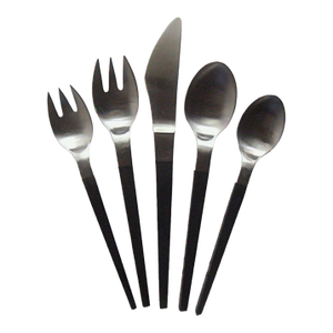 Vintage Stanley Roberts Las Brisas Contempra Collection Stainless Flatware Set Black no.380- 50 Pieces