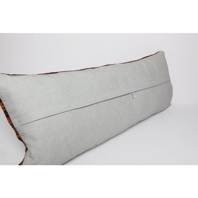 Navy Blue Antique Persian Rug Lumbar Pillow Cover – Decorative Tribal Cushion Cover -16'' X 43'' For Sale - Image 8 of 8