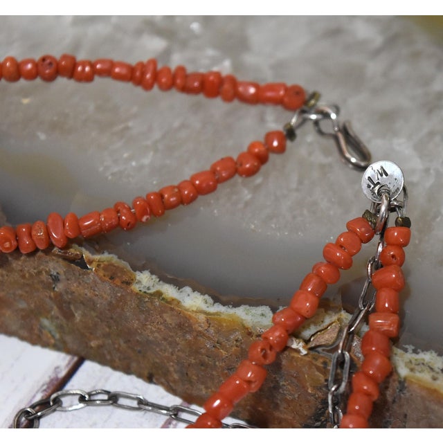 Vintage Coral Turquoise and Other Mixed Stone Double Strand Native American Necklace For Sale - Image 12 of 16