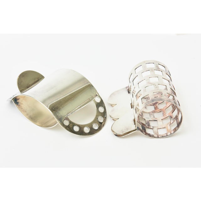 1980s Vintage Sculptural Silver Plate Napkin Rings by Nathalie Du Pasquier for Bodum, Set of 6 For Sale - Image 5 of 12