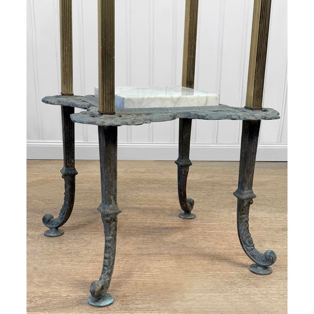 Antique Victorian 2-Tier Iron Plant Stand W/ Marble Top For Sale - Image 9 of 11