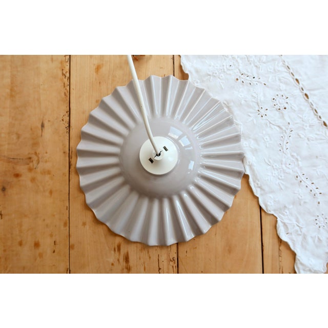 Vintage Pleated Ceramic Pendant Light in Lilac and Taupe, 1990s For Sale - Image 4 of 8