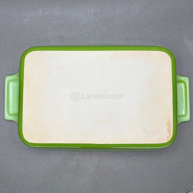 Vintage Le Creuset Kiwi Green Stoneware Rectangular Baking Dish Casserole Baker For Sale In New York - Image 6 of 7
