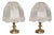 Vintage Brass Table Lamps with Cream Fabric Shades, 1980s, Set of 2 For Sale