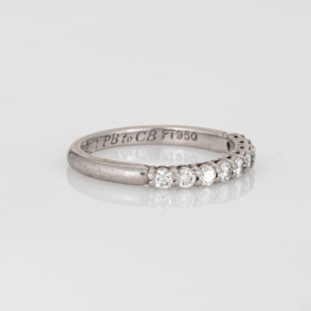 Contemporary C2012 Tiffany & Co Forever Diamond Ring Sz 4.5 Band Platinum Fine Signed Jewelry For Sale - Image 3 of 8