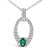 Contemporary .925 Sterling Silver Created Green Emerald and White Sapphire Oval Shaped Pendant Necklace - 18" Inches For Sale - Image 3 of 5