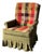 Olive Tweed Swivel Rocker With Patchwork Plaid Upholstery, 1970s For Sale