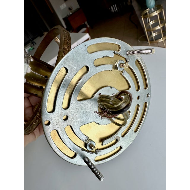 Pair Italian Green & Brass Faux Oil Lamp Wall Sconces For Sale - Image 15 of 18