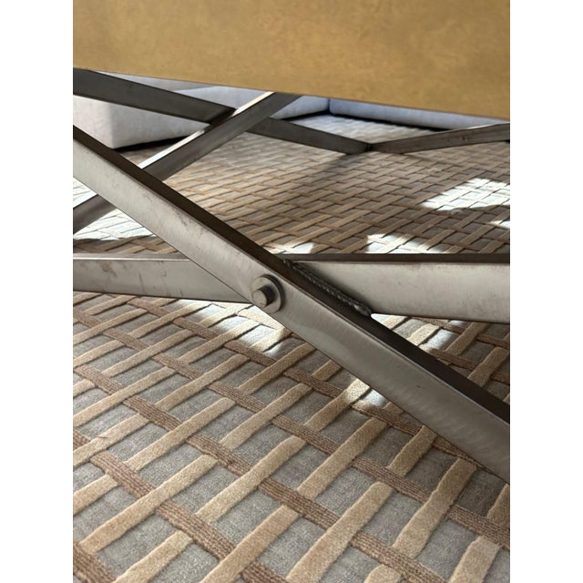 Modern Concrete and Steel Square Coffee Table For Sale - Image 4 of 11