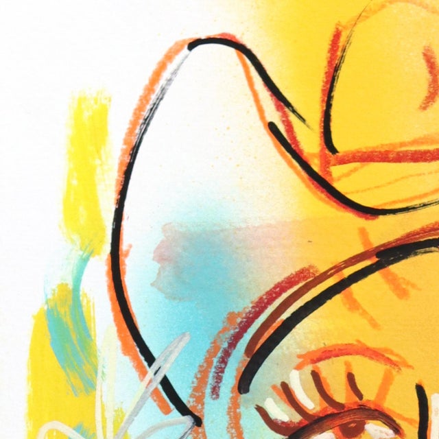 Abstract Rodeo Sweetheart - Original Retro Western Cowgirl Acrylic Portrait on Paper For Sale - Image 3 of 6