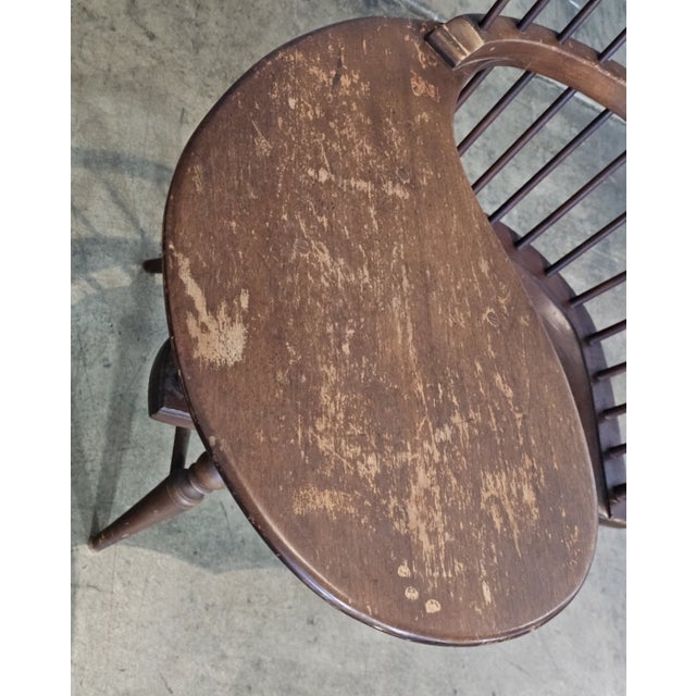 Wood Dr Dimes Windsor Style Desk Writing Arm High Back Chair Bench Made New Hampshire For Sale - Image 7 of 12