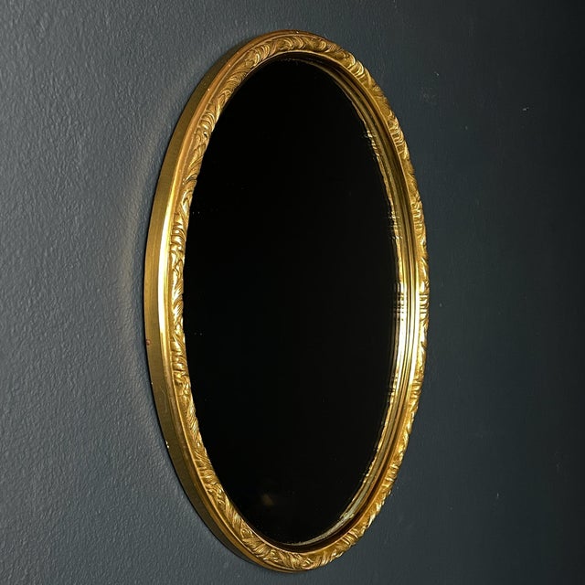 Mid-Century Modern Vintage Mirror in Brass Frame, Italy, 1950s For Sale - Image 3 of 14