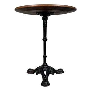 Vintage 20th Century Cast Iron Side Table with Oak Top For Sale