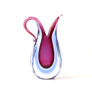 Blue & Pink Murano Sommerso Italian Vase Art Glass For Sale