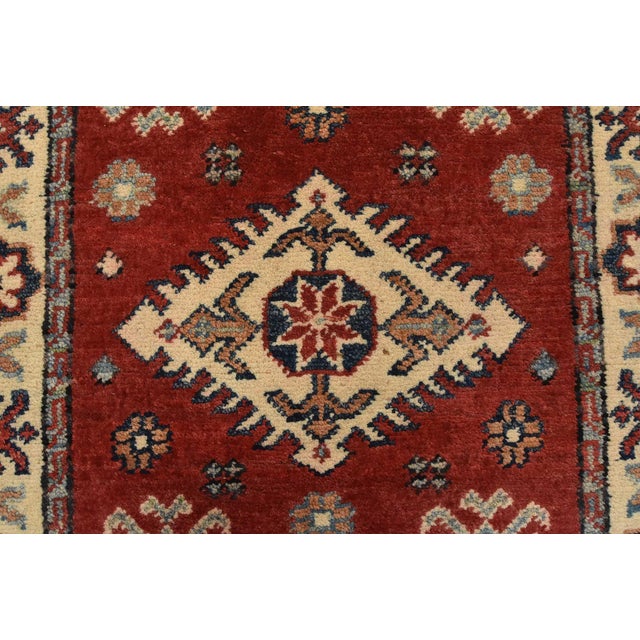 Kazak Runner 2' X 5'9'' Red Wool Tribal Hand-Knotted Oriental Rug For Sale In Philadelphia - Image 6 of 10