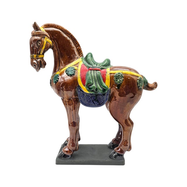 Tang Style Sancai Glaze Ceramic War Horse Sculpture, 12.5" For Sale In San Francisco - Image 6 of 15