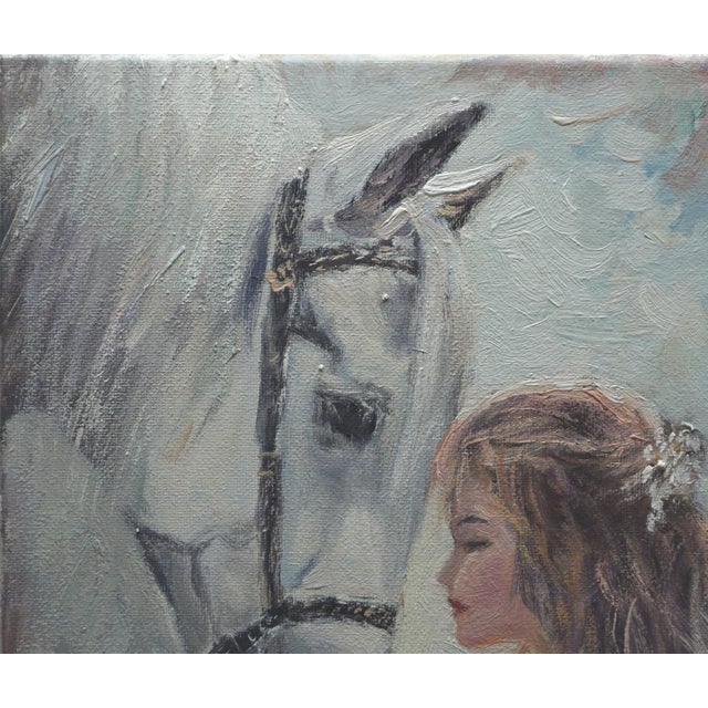 Impressionist Original Oil Painting, Girl & Horse For Sale - Image 3 of 5