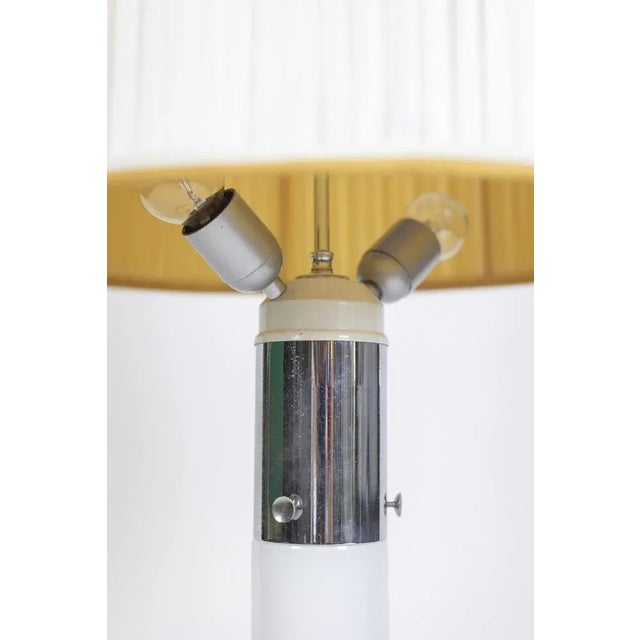 White Glass Lamp with Brown and Yellow Spiral Decor, 1970s For Sale - Image 6 of 8