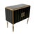 Sideboard with two doors, entirely handmade, with wooden structure and surface finishes in black Murano glass; profiles,...