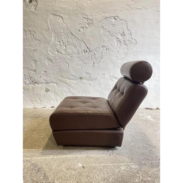 Vintage Yugoslav Convertible Leather Chair Bed, 1970s For Sale - Image 4 of 14