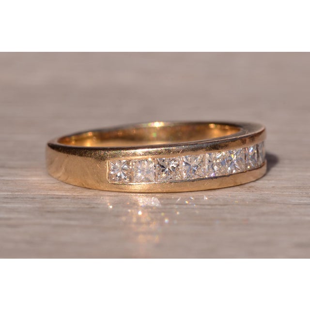 Metal The 153rd Street: Channel Set Princess Cut Diamond Band in Yellow Gold For Sale - Image 7 of 10