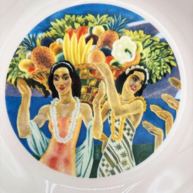Modern 1980s 7.25" Eugene Savage "Island Feast" Red Salad Plate by Lynn Krantz Dish Books For Sale - Image 3 of 5