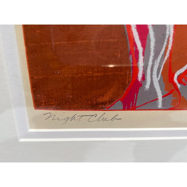 Bright Pink Vintage 1970’s Pop Art Abstract Figurative Lithograph “Night Club” Signed and Numbered For Sale - Image 8 of 13