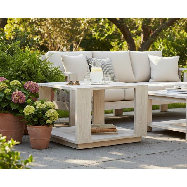 Wood Imperial Grove Outdoor Solid Teak Wood, Natural Look End Table For Sale - Image 7 of 9