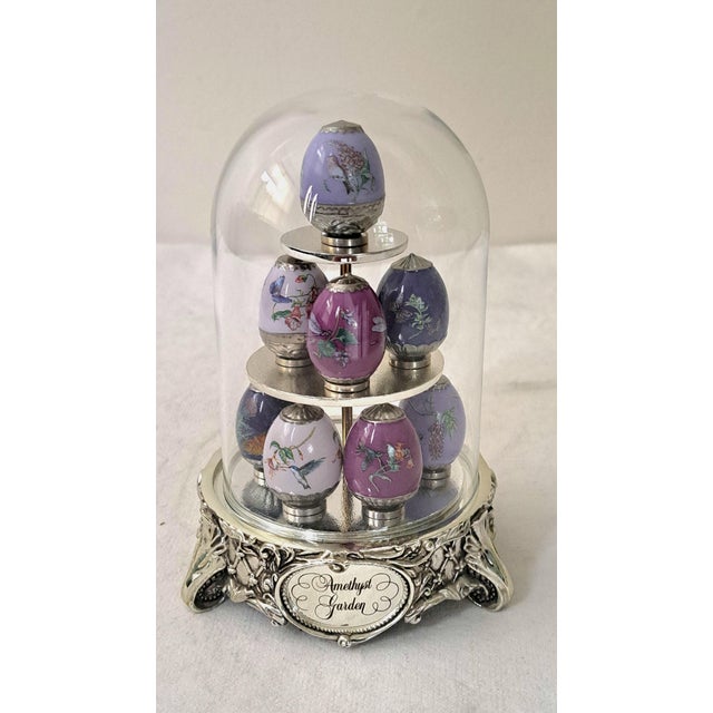 Victorian House of Faberge Amethyst Garden Mini Eggs Display Dome Ltd. Edition Cp02364 For Sale - Image 3 of 12