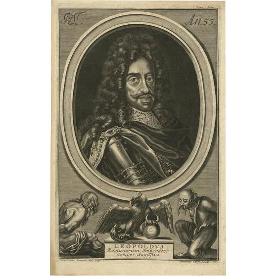 After Dominicus Zanetti, Leopold I, Holy Roman Emperor, King of Hungary, Croatia & Bohemia, 1695, Print For Sale