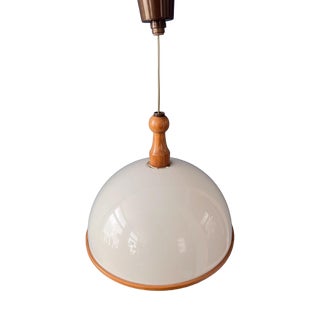 Vintage White Wooden and Acrylic Glass Pendant Lamp from Steinhauer For Sale