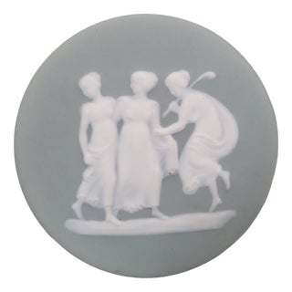 Mid-Century French Limoges Biscuit Porcelain Pate-Sur-Pate Three Graces Plaque by Camille Tharaud Workshop, 1950s For Sale