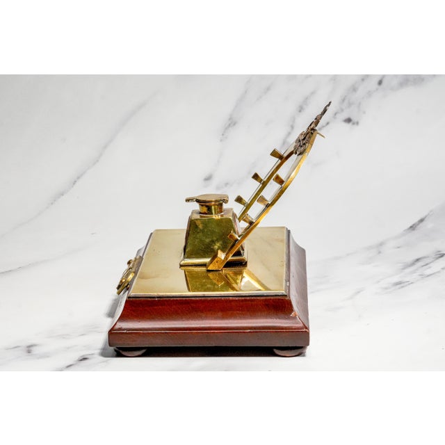 Rare World War I Royal Horse Artillery Rha Antique Custom Desk Military Inkwell Inkstand Horseshoe Pen Stand Militaria Collectible For Sale - Image 11 of 15