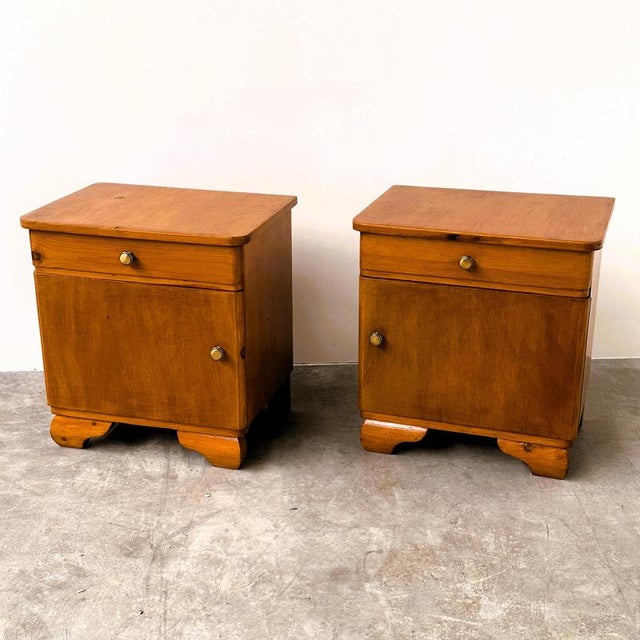 Vintage Art Deco Bedside Cabinets in Wood, 1930s, Set of 2 For Sale - Image 10 of 10
