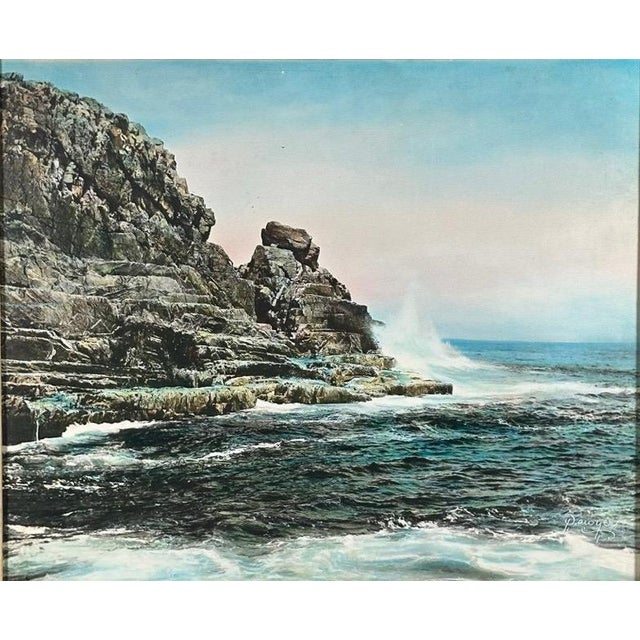 Realism Charles Henry Sawyer Signed Lacquered Hand Colored Photograph Bald Head Cliff Maine For Sale - Image 3 of 11