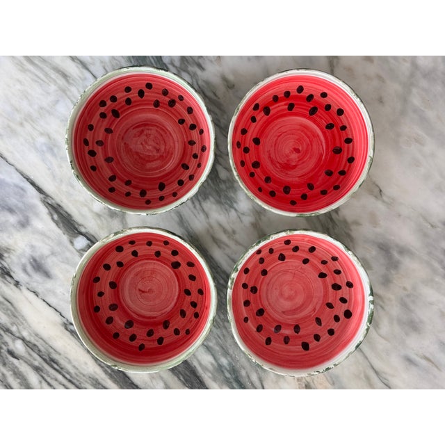 Ceramic Hand Made in Greece Vintage Watermelon Bowls - Set of Four For Sale - Image 7 of 11