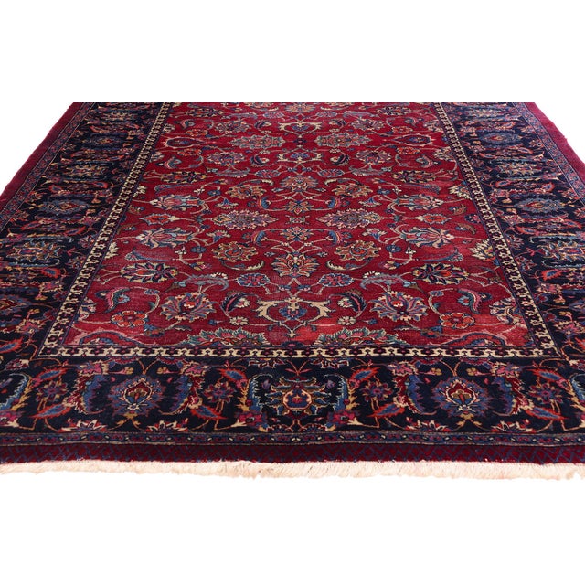 Signed Antique Persian Mashhad Rug, 04'11 X 10'11 For Sale - Image 4 of 11