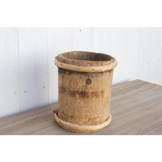 1950s Oxidized Wood & Bamboo Bucket For Sale - Image 5 of 8