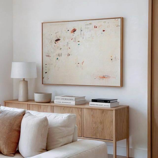 Contemporary Large Original Beige Abstract Painting on Canvas by Margot Sinclair For Sale - Image 3 of 12