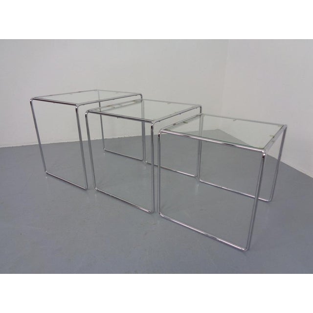 Glass & Chrome Nesting Tables, 1960s, Set of 3 For Sale - Image 4 of 18