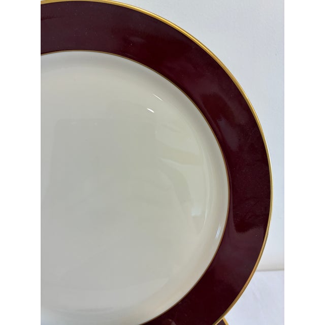 Pickard China Vintage Pickard Fine China Dinner Plates, Set of 8, Burgundy & Gold Band For Sale - Image 4 of 11