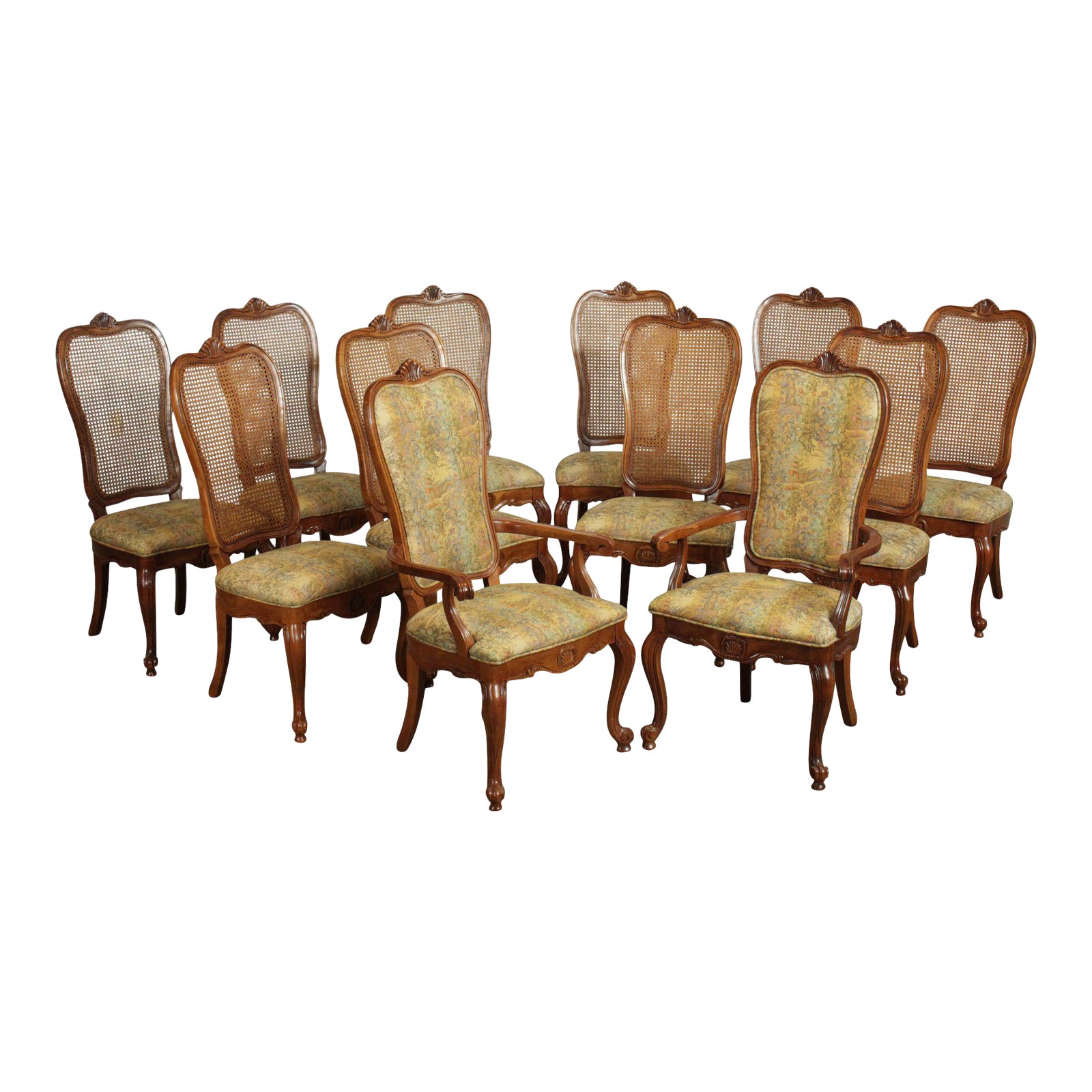 Bernhardt Vintage French Country Style Cane Back Dining Chairs Set of