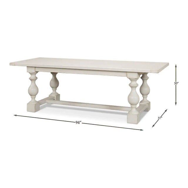 English Country Antique White Dining Table For Sale In Raleigh - Image 6 of 12