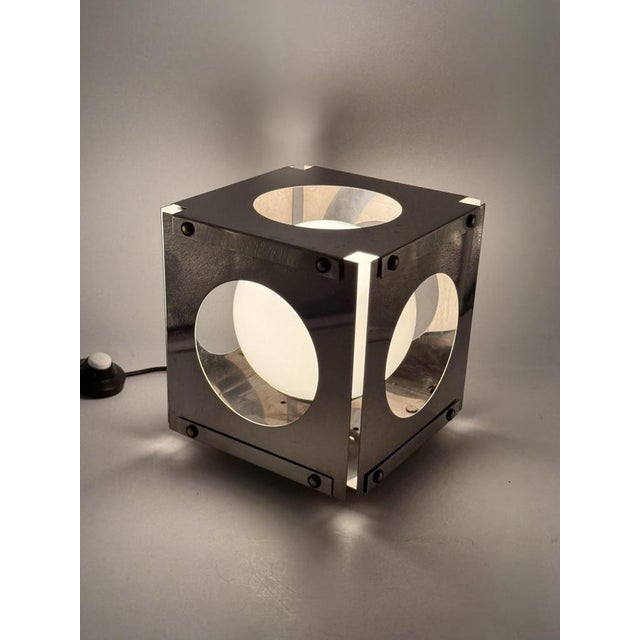 Metal Space Age Cubic Table Lamp, Italy, 1970s For Sale - Image 7 of 14