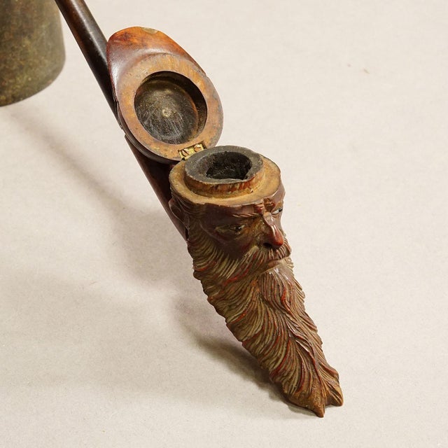 Wood Antique Carved Wood Tobacco Pipe With Soldier Head For Sale - Image 7 of 7