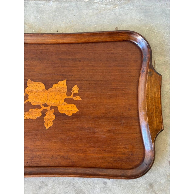 Brown Vintage Danish Teak Serving Tray With Marquetry Inlay — Mid-Century Modern, 1960s For Sale - Image 8 of 10