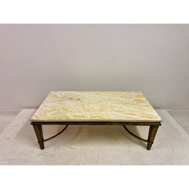 Mid-Century Modern French Gilded Iron and Onyx Coffee Table, 1960s For Sale - Image 3 of 18