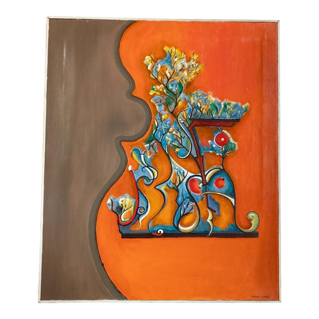Mid-Century Modern Abstract Painting "Pretentious Doodle" by Adrian Siegel For Sale