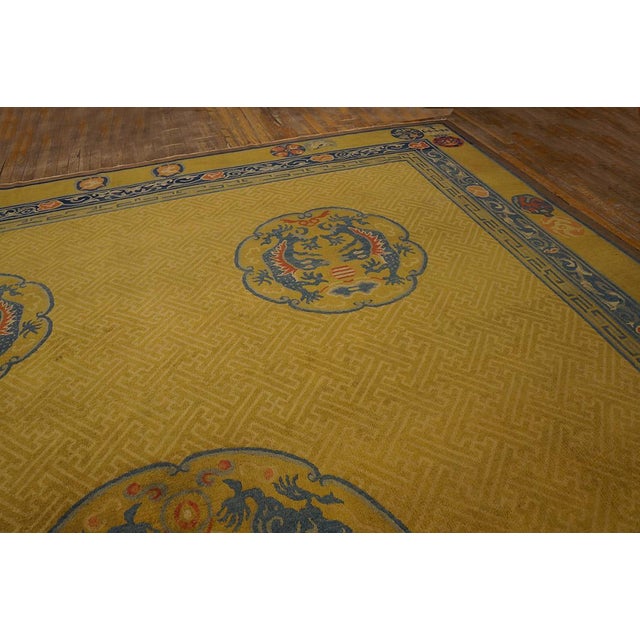 1920s Yellow Gold Dragon Antique Chinese Rug 12' X 15'6"handknotted Wool Carpet For Sale - Image 11 of 14
